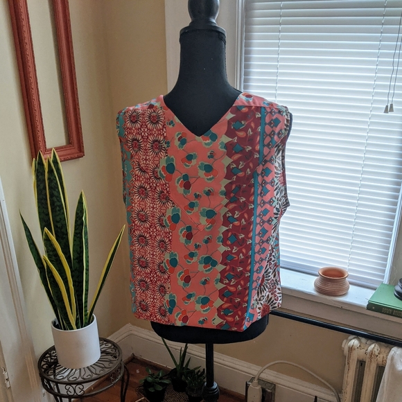 Alison Joy women's faux wrap v-neck blouse L silky - Picture 9 of 11